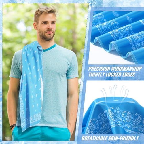 Eurzom 10 Pack Paisley Cooling Towels 40"x12" Microfiber Ice Towels Bulk for Neck & Face Summer Quick-Dry Sweat Rags for Gym Yoga Golf Running Sport Hot Weather Gifts