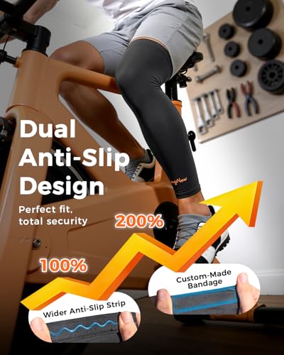Copper-Infused Leg Compression Sleeve Ultra Breathable Full Leg Compression Sleeve for Pain Relief,Arthritis, Muscle Recovery, Swelling, Inflammation, Leg Sleeve for Thigh, Calf, Knee, Men & Women (Black, Large) - size: Large