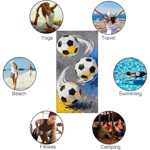 Soccer Balls Beach Towel, 36"x72" Sand Free Quick Dry Thin Lightweight Microfiber Towel Gifts for Soccer Fans - color: Sport-6