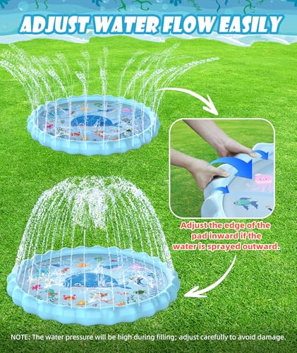 EPN Splash Pad for Kids, 90.5" Extra Large Sprinkler Play Mat, Thick PVC Water Splash Pad for Toddlers & Kids Ages 4-8, Outdoor Backyard Summer Water Toy for Lawn and Beach Play - style: 90.5"