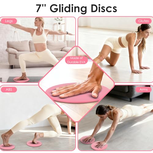 16 PCS Pink Pilates Ring and Ball Set for Women with 15" Magic Circle, Home Pilates Equipment Kit with Adjustable 1LB Ankle Wrist Weight, Resistance Band, Gliding Discs, Pilates Essentials Accessories