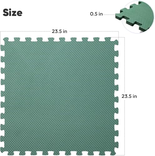 36 Pack 144 sqft Home Gym Mat, Puzzle Exercise Mat, EVA Interlocking Foam Floor Tiles for Home Workout Equipment and Kids' Play Areas -, 24 in x 24 in x ½ in, Green 36 Tiles - color: Green, size: 36 Pack(144 SF)