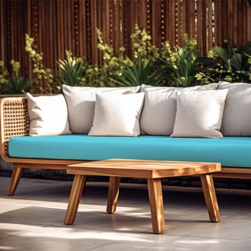 Sundale Outdoor Olefin Bench Cushion， Water-Resistant Patio Couch Cushion, Loveseat Sofa Pad with Straps Teal, 48 x 18 x 4 Inches - color: Teal, size: 48 X 18 X 4 Inch