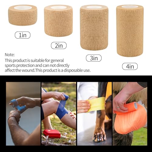 6pcs 2in Self Adhesive Bandage Wraps, Vet Wraps, 12 Colors to Choose, 5 Yard Self Adherent Wraps for Sports - color: 6pcs Skin Color