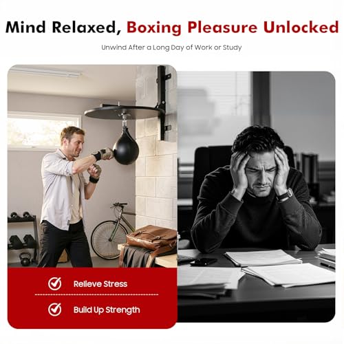 Speed Bag Platform, Speed Bag Platform Kit, Height Adjustable, 360° Rotatable, Wall-Mounted, Heavy Duty Boxing Training Equipment with Punching Ball for Boxing Enthusiast, Adult - color: Black