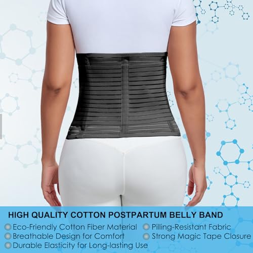 Postpartum & Post Surgery Abdominal Binder. Postpartum Belly Band | Belly Support Recovery after C-Section, Natural Birth, Hysterectomy, Hernia Belt (Black,L) - color: Black, size: Large