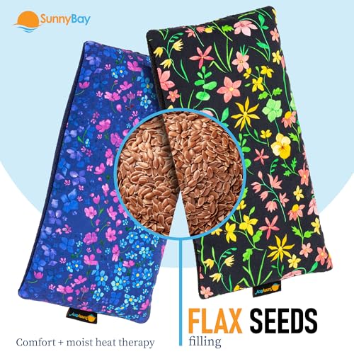SunnyBay Small Microwave Heating Pad, Microwavable Versatile Cold/Heated Neck and Shoulder Wrap for Back Pain and More, Moist Heat Cotton-Fleece Pad, 6x11 Inches, Lilac and Green Flowers, Pack of 2 - color: Pack of 2 - Lilac and Green Flowers