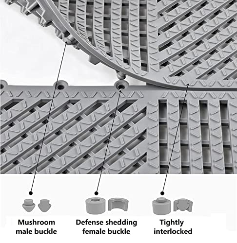 9 Pack Interlocking Drainage Tiles Double Non-Slip Tiles Mat with Drain Holes for Pool, Bathroom, Shower, Pantry, Patio, Boat, Pet Area, 12" L×12" W×0.4" Th Gray - color: Grey, size: 9 Pack (12"L x 12"W x 0.4"Th)