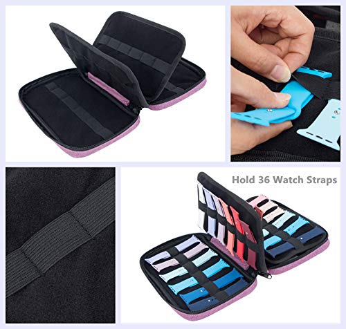 PACMAXI 36 Watch Bands Storage Case - Holds 36 Bands, Fits Most Sizes, Organizer for Watch Straps & Accessories - color: purple