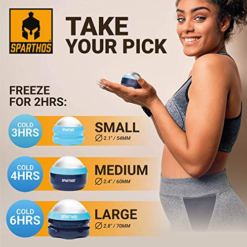 Sparthos Cold Massage Roller Ball - Fitness Cryosphere Massager - Cryo Cryocup Ice Massage Cups - for Muscle, Face, Body Muscles - Manual Polar Icing Cooling Balls - Recoup Message (Blue, 60mm) - color: Denim Blue, style: 60mm (Pack of 1)