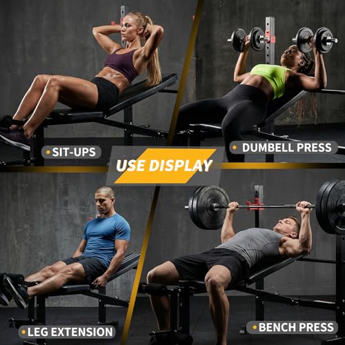 Adjustable Weight Bench, Foldable Bench Press Set with Leg Extension and Curl, 650 LBS Heavy Duty Full Body Strength Training Bench for Home Gym, Black & Red - color: Classic Black