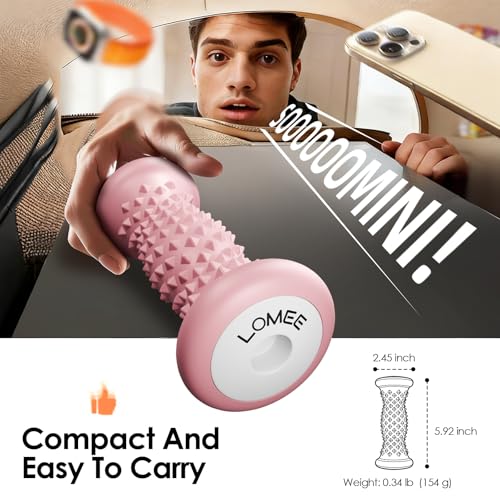 Foot Roller Massager for Plantar Fasciitis, Foot Arch and Heel Pain Relief | Deep Tissue Muscle Massage, Feet Ergonomic & Rounded Top Design - color: Pink