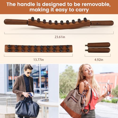 Guasha Wood Massage Stick Tools Wooden Therapy Scraping Lymphatic Drainage Massager, Double Row 20 Beads Point Treatment Gua Sha Tools, Stomach Cellulite Massager, Myofascial Release Tool - style: Massage Stickr
