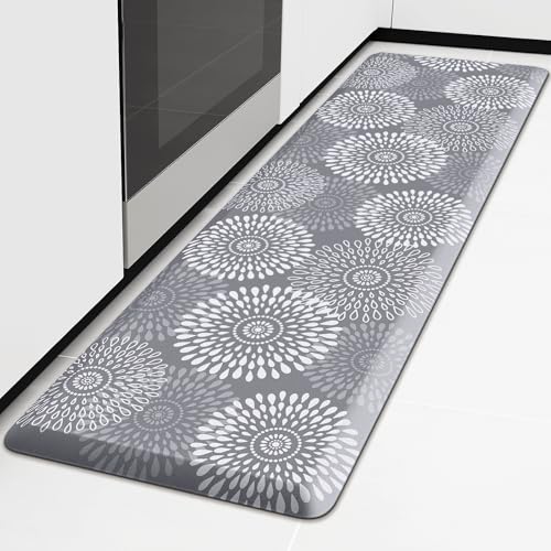 LuxStep Kitchen Mat Waterproof Kitchen Rugs for Floor Cushioned Anti-Fatigue Mat Non-Slip Standing Desk Mat Comfort Floor Mats for House Sink Office 17.3" x 60" Grey - color: Grey, size: 60"L x 17.3"W x 0.5"Th