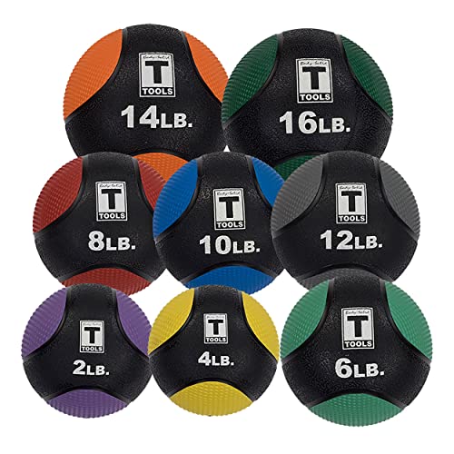 Body-Solid (BSTMB14 Rubber Medicine Ball, Superior Grip Textured Surface Adjustable Air Pressure Fitness Balls, Ideal for Cardio and Core Exercise in Home & Gym Workouts, 14 lb