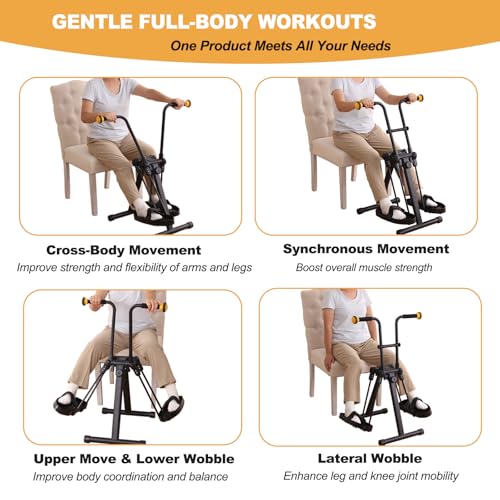 Pedal Exerciser Bike for Seniors, Arm Leg Hand and Knee Elderly Exercise Equipment, Sitting Home Exercise Machine for Total Body, Upper and Lower Limb Trainer