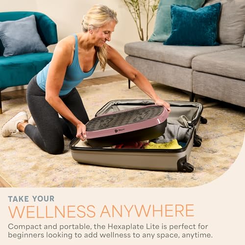 Lifepro HexaPlate Lite Vibration Plate Exercise Machine — Magnetic Acupoints, 99 Speeds & 10 Presets Vibration Platform Machine with Resistance Bands — Vibrating Plate for Lymphatic Drainage & Toning - color: Rose Gold