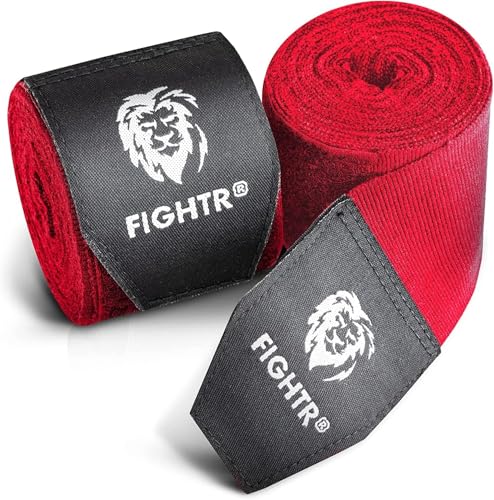 FIGHTR® Boxing Handwraps 160 inches semi-Elastic Hand Wraps with Thumb Loop for Boxing, MMA, Muay Thai & Martial Arts - color: Red, size: pair of 100"