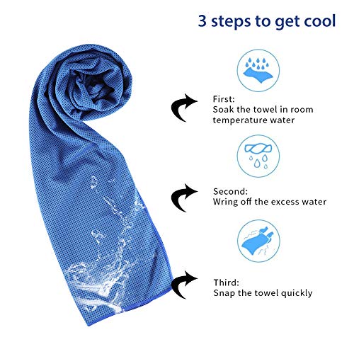 Sports Towel for Instant Cooling Relief Microfiber Towels for Golf Workout Swimming Gym Yoga Travel Camping Fitness 40"x12" Sweat Towel (S.Blue 2 Pack) - color: S.blue 2 Pack