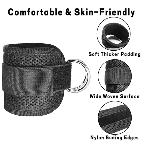 Fitness Ankle Straps for Cable Machines, 2 Pack Comfortable Adjustable Padded Ankle Wrist Cuffs, Kickback Glute Workouts for Men Women, D-Ring Leg Straps with Neoprene Padding - color: yy-Rose