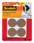 Scotch Gripping Pads, Round, Brown, 1.5-in Diameter, 8 Pads/Pack, 6-Packs (48 Total)