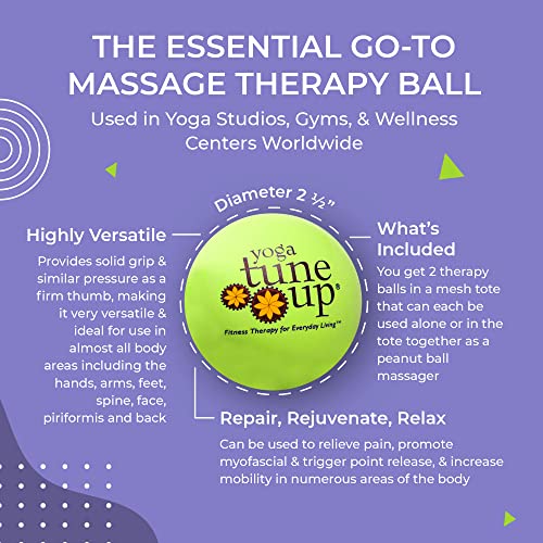 YOGA TUNE UP® Therapy Balls in Tote by Tune Up Fitness - Massage Balls for Trigger Point, Pressure Point & Myofascial Release - Use as Single or Peanut Ball for Pain Relief & Relaxation (Apple Green) - color: ['Apple Green'], size: ['2.5 Inch (Pack of 1)'