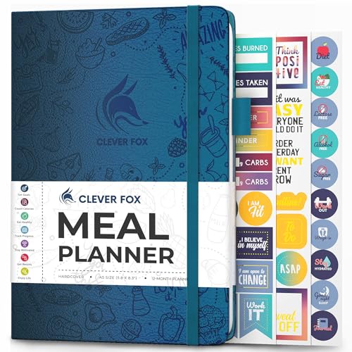 Clever Fox Weekly Meal Planner - Weekly & Daily Meal Prep Journal with Shopping and Grocery Lists for Menu Planning, Healthy Diet & Weight Loss Tracking, Lasts 1 Year, Undated, A5 - Mystic Blue - color: Mystic Blue