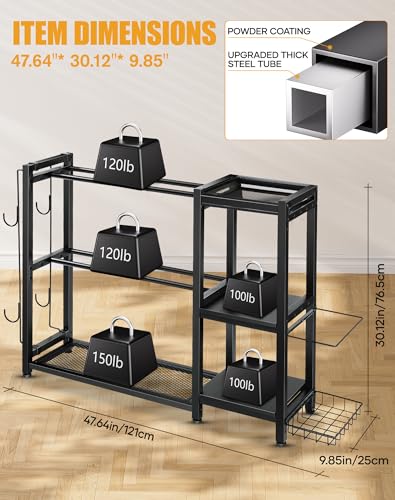 FHXZH Dumbbell Rack Stand Only - Adjustable Weight Rack for Home Gym, Heavy-Duty Weight Stand for Dumbbells Kettlebells - color: Black