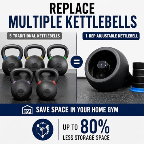 Rep Fitness Adjustable Kettlebell | Weight Set for Home Gym | Strength Training Equipment for Men & Women | Compact Steel Bell with Ergonomic Handle | 20–40 lb (9–18 kg) Variable Options - color: Red | 40 Lb