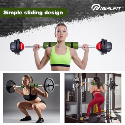 NEALFIT Barbell Pad Squat Pad for Squats—Squat Bar Pad—Great for Weightlifting,Lunges and Hip Thrusts—Foam Sponge Pad—Fit Standard and Olympic Bars Perfectly - color: Army Green