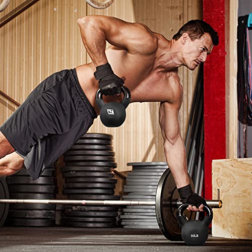 RitFit Neoprene Coated Kettlebell Weight Set, Solid Cast Iron - color: 20LB(Orange）
