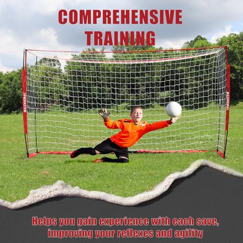 BaseGoal Soccer Goal,Soccer Net,Soccer Goals for Backyard,with Bow Frame,Collapsible Metal Base and Agility Ladder - style: 6X4 FT