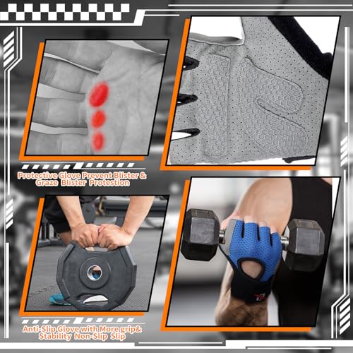 Fourluoo 3 Pairs Weight Lifting Gloves for Men Women, Gym Workout Gloves with Full Palm Protection, Breathable Anti-Slip Fitness Glove for Training, Cycling, Pull-ups, Medium - style: Dark Style