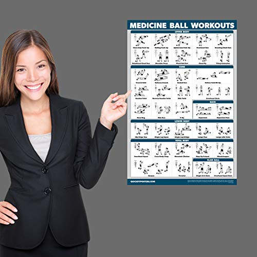 Palace Learning 3 Pack - Medicine Ball Workouts Volume 1 & 2 + Warm Ups Exercise Poster Set - Fitness Charts