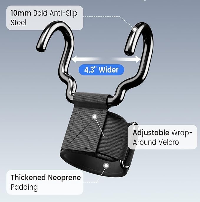 Gym Grips – A Pair of Weight Lifting Straps for Deadlifts, Barbell Rows, Pull-Ups & Strength Training | Powerlifting & Bodybuilding Workout Equipmen