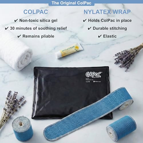 Chattanooga ColPac, Reusable Gel Ice Pack, Cold Therapy for Injury, Muscle Soreness, Sprains, and Strains, 6.5" x 11" Half Size, Bundle with 3 Pack 2.5" x 36" Nylatex Wrap & Drawstring Bag - color: Black, size: Half Size & Nylatex Wrap Bundle