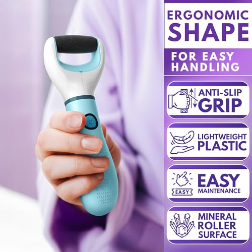 Electric Foot Callus Remover for Feet, 2800 RPM, 360° Roller | Foot Grinder & Hard Skin Remover, Replaceable Roller with Dust Cap, Ergonomic Grip, Pedicure Tools for Feet & Smooth Heels - color: Blue Callus Remover