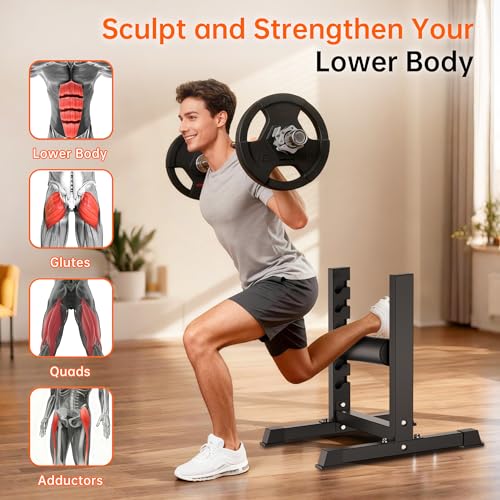 GarveeLife Bulgarian Split Squat Stand, 6-Level Adjustable Single Leg Squat Roller with 350 LBS Capacity, Thick Padding, Lower Body Specialty Machine for Home Gym, Leg Training, Black