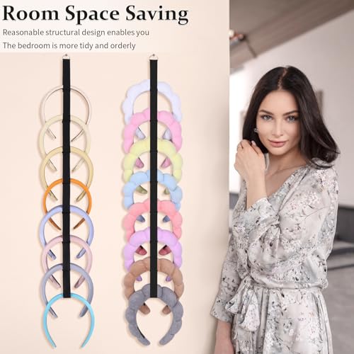 3 PCS Headband Holder Organizer for Girl,Hanging Hairband Storage for Women,Black Hair Hoop Display Hair Accessories Organizer Bedroom College Dorm Decor - color: Black-3pcs