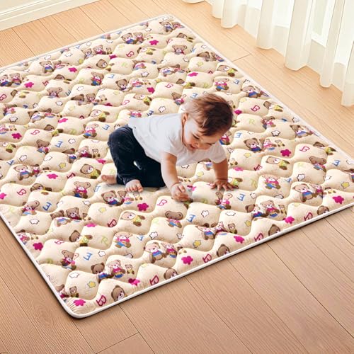 High-Density Foam Baby Play Mat, 47x47 Inches Thicken One-Piece Comfortable and Soft Playmat, Non Slip Machine Washable Floor Mat for Infants, Tapete para Bebes,Toddlers - color: Lovely Bear, size: 47" x 47"