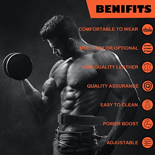 9mm Leather Fitness Weight Lifting Belt for Women&Men with 4 Inches Padded Lumbar Support for Power Lifting Workout & Squats Exercise - color: A-black, size: Extra Small