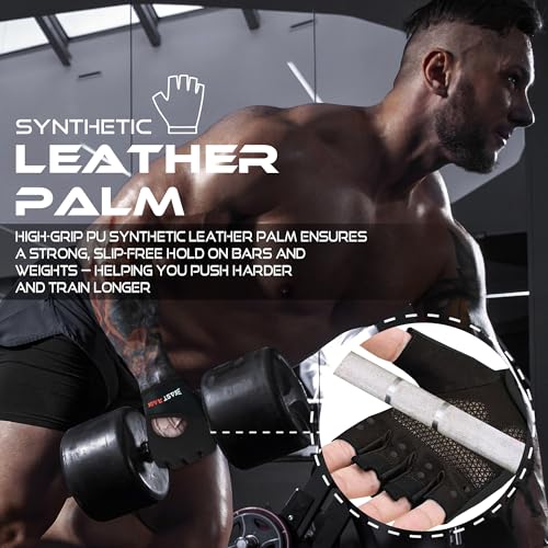 BEAST RAGE Workout Gloves for Men & Women - Fingerless Gym Gloves with Palm Protection, Breathable & Lightweight for Weightlifting, Cycling & Pull Up - color: Black, size: Small