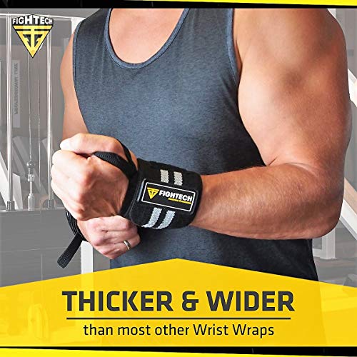 FIGHTECH Wrist Wraps for WeightLifting | 18 inch Professional Grade Lifting Wrist Wraps | Best for Powerlifting Competition, Strength Training, Bodybuilding (Black, 18 Inch) - color: Black