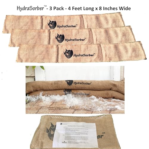 HydraSorber - Sandless Sandbags - Water Absorbent Flood Barrier - size: 4 Foot Length (3 Pack)