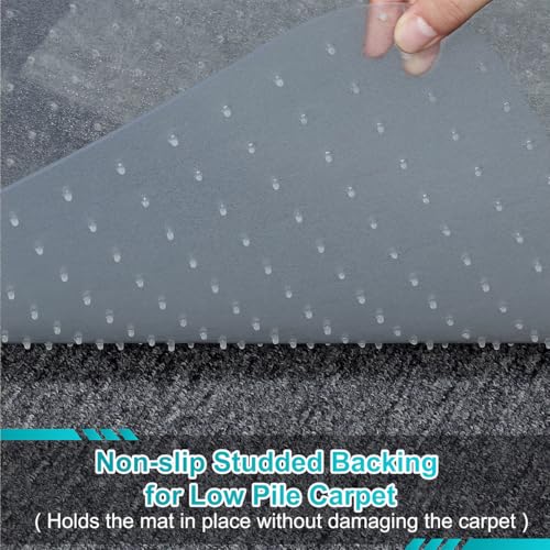 2 Pack Office Chair Mat for Carpets, 48" x 36" Clear Heavy Duty Plastic Floor Protector for Low Pile Carpeted Floors, Under Desk Computer Chair Mat for Home Office, Easy Glide and Flat Without Curling - size: 2PCS 48" X 36"