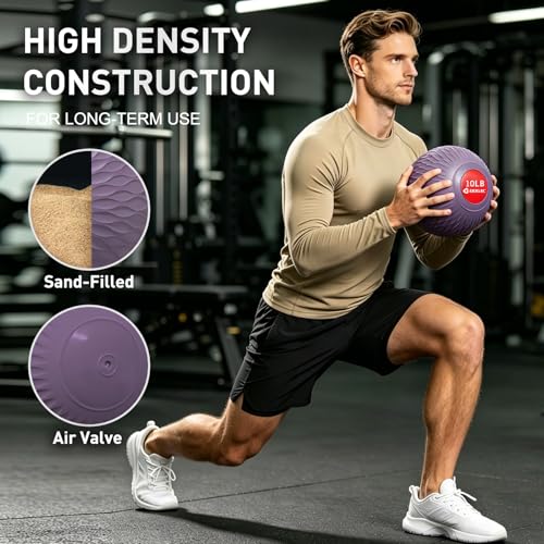 Slam Ball Medicine Ball Weighted Balls for Exercise and Workout, Strength, Cardio, Cross-Training and Core Workouts - color: Purple, size: 10 LB