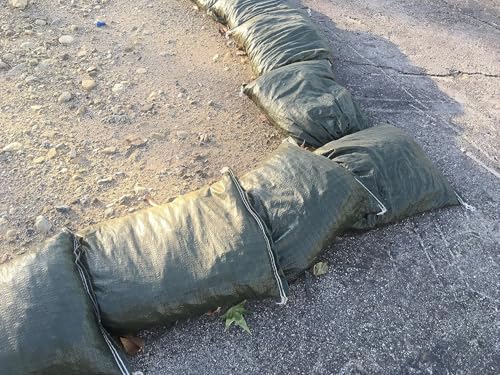 Polypropylene Olive Drab Rugged Sandbag | 14 Inches by 26 Inches | Pack of 15 | Military Grade | Protects Homes & Businesses From Flooding | Sand Bags Trusted by US Military & Red Cross