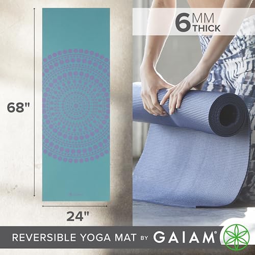 Gaiam Yoga Mat - Premium Print Reversible Extra Thick Non Slip Exercise & Fitness Mat for All Types of Yoga, Pilates & Floor Workouts - color: Aqua Trance