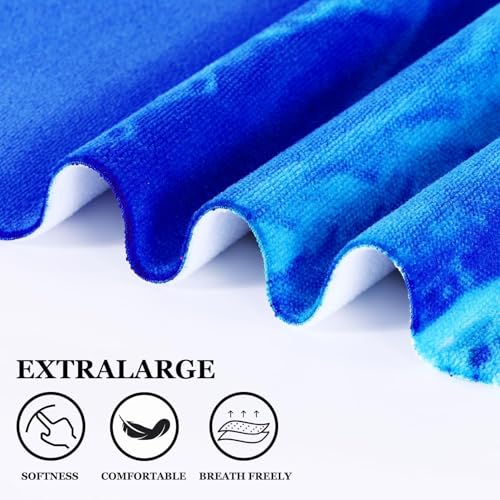 1 Pcs Oversized Terry Beach Towel 36 x 72 in Soft Extra Large Big Pool Swim Towels for Adults XL Clearance Big Travel Blanket Cruise Vacation Accessories Essentials Lounge Chair Cover Dolphin Sea - color: Blue Dolphin Sea Terry