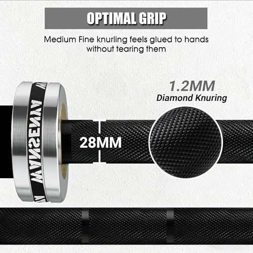 7FT Olympic Barbell 45lb,28MM 2 Inch Olympic Bar for No. 45 Steel,Olympic Weight Bars for Lifting,CrossFit,Bench Press,Deadlift,Squats,Strength Training bars - color: Black&Silver-500LBS